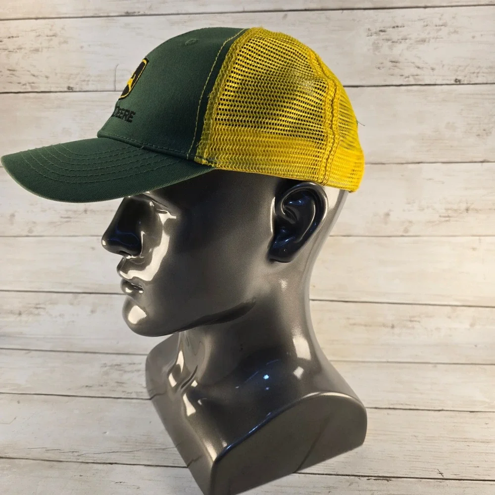 John Deere Youth Trucker Hat Green Yellow Mesh Back Adjustable Snapback Cap